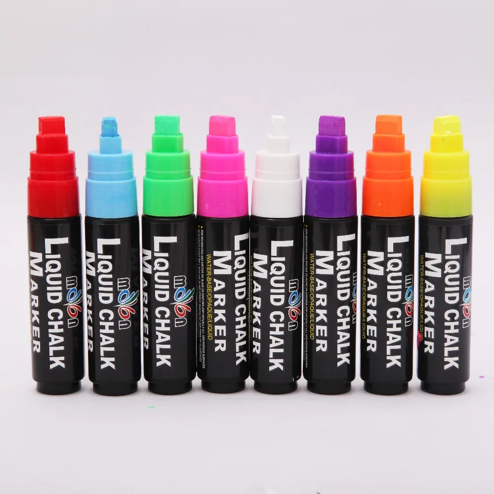 8Pcs Colorful 10mm Liquid Chalk Pens LED Board Highlighter Markers For