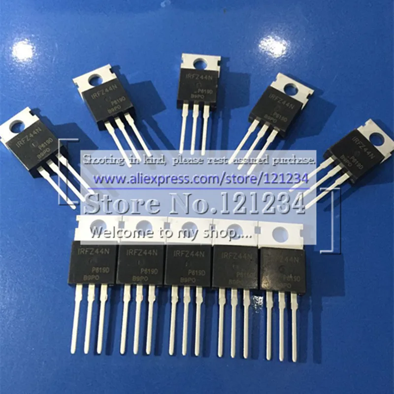 

10PCS, IRFZ44N IRFZ44NPBF, TO-220 NEW and ORIGINAL [ Power MOSFET(Vdss=55V, Rds(on)=17.5mohm, Id=49A) ]