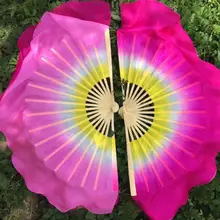 1 пара(1R+ 1L = 2 шт) Китайский короткий Шелковый веер для танца вуаль 30 см бамбук+ 40 см половина круга шелк над розовым синим белым