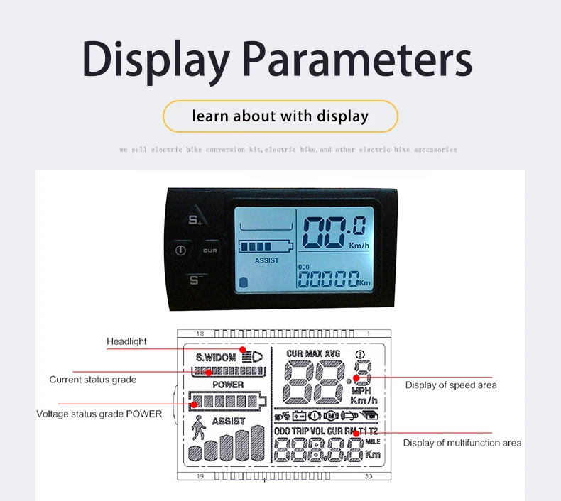 Cheap JS 36V LCD Ebike Display for Electric Bike bldc Controller Control Panel for Electric Bicycle MTB BMX road bike Parts 4