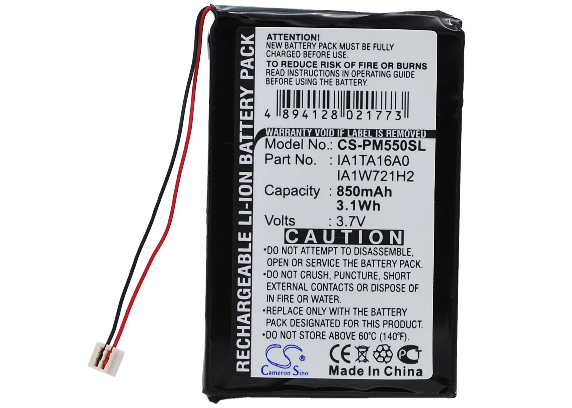 

Cameron Sino 850mAh Battery For PALM M550,Tungsten T1,Tungsten T2,Tungsten T3,Zire 31,Zire 71,Zire 72,Zire 72s