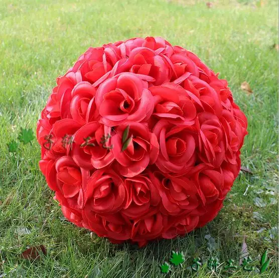 1" 40 см большой Размеры молочно-белый Мода Искусственный Роуз Шелковый цветок целовать шары для Свадебная вечеринка центральные Аксессуары - Цвет: Красный