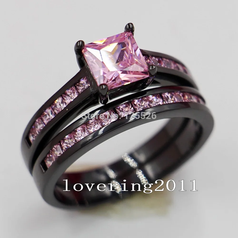 Choucong Lovers Engagement Pink Stone 5a Zircon Stone 10kt Black