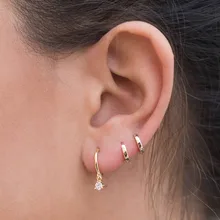 Простой Минимальный тонкий изящный минималистичный ювелирные изделия оптом полированный маленький обруч huggie без камня простая девушка ювелирные серьги