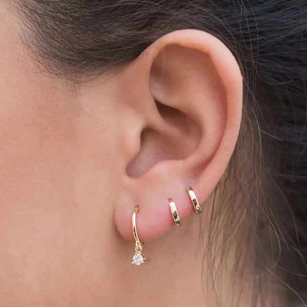 Простые минималистичные Изящные Ювелирные изделия в стиле минимализма оптом полированные маленькие Huggie Hoop без камней Простые Ювелирные се...