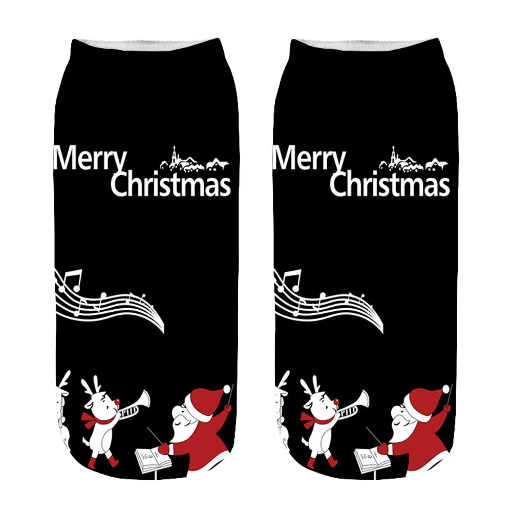 

New Arrival Women's Socks 3D Cartoon Funny Christmas Sock Crazy Cute Amazing Novelty Print Ankle Socks Breathable Xmas Meias Sox