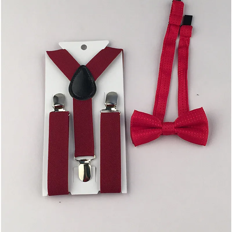 Высококачественный комплект для маленьких мальчиков с бабочкой и подтяжками; однотонные вечерние галстуки; TR0007