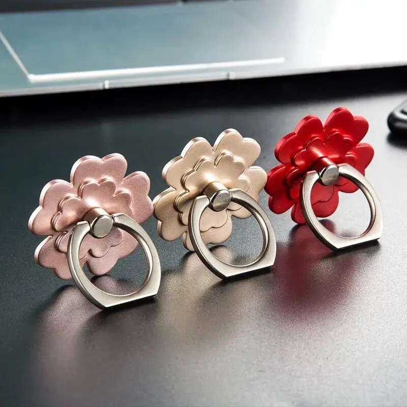 KONGREY 360 Degree Stand Luxury Lucky flower Finger Ring Mobile Phone Smartphone Stand Holder For iPhone Samsung Huawei Xiaomi