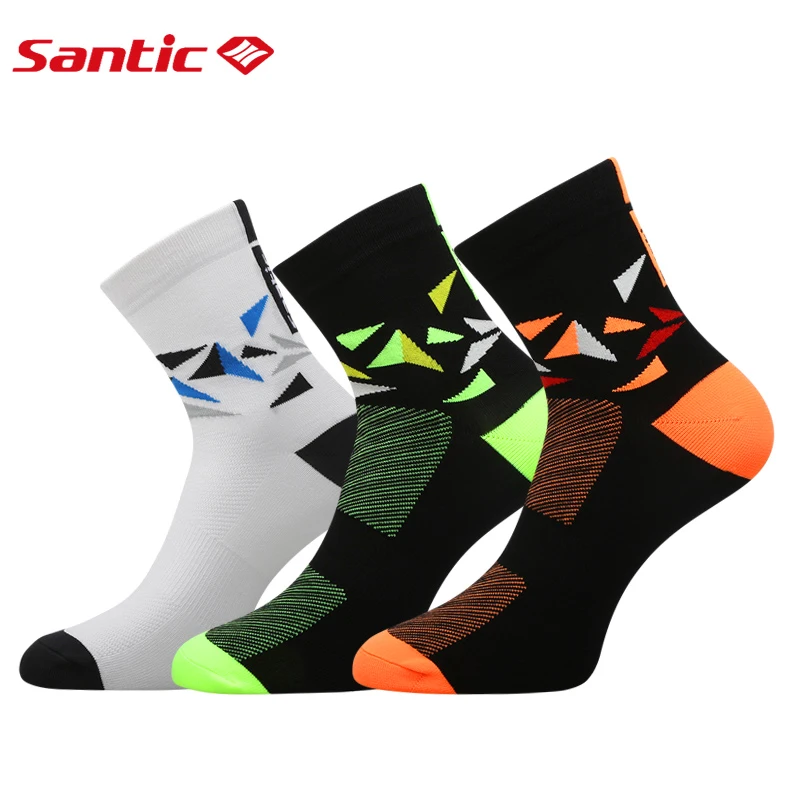 Santic, мужские и женские носки для велоспорта, спортивные носки для бега, марафона, футбола, велосипеда, велосипедные носки, эластичные антисептические, 3 пары, M8C09081