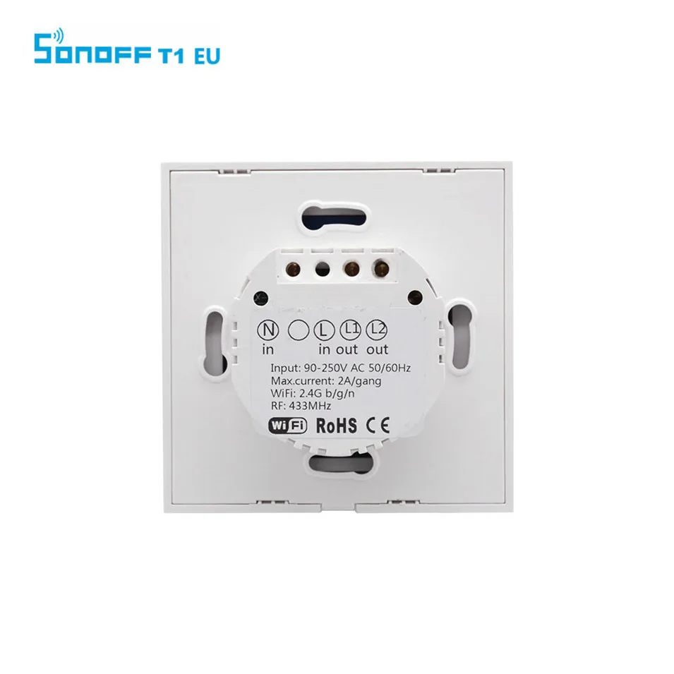 Sonoff T1 EU Smart Wifi Wall Touch Light Switch 1 Gang 2 Gang Touch WiFi RF433 Remote Smart Home Control Work with Alexa Ewelink-4