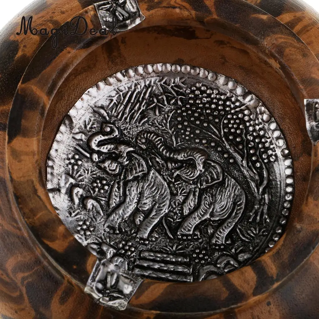 MagiDeal Wood Ashtray Handmade Crafts Cigarette Cigar Tobacco Smoking Ash Tray Case for KTV Bar Home Office Decoration