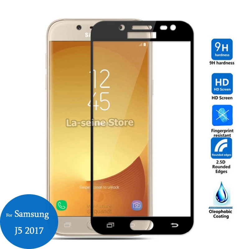 

Tempered Glass For Samsung Galaxy J5 2017 Full Cover Screen Protector 9H 2.5 Safety Covering Protective Film On J 5 7 J530 J530F