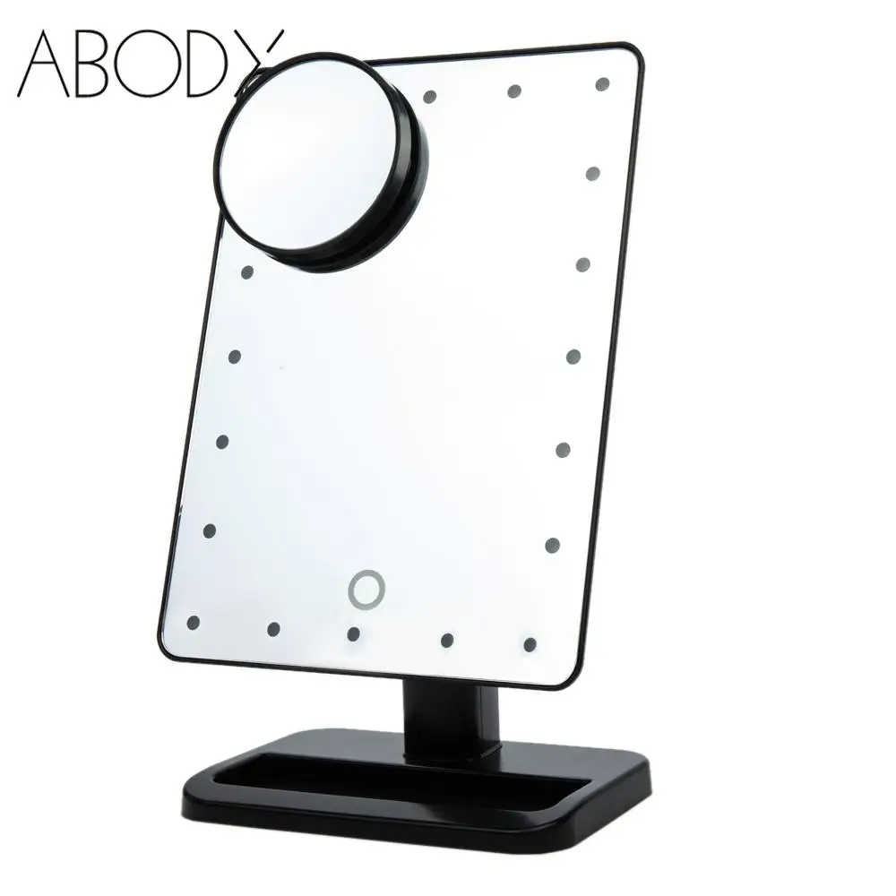 Регулируемый настольное зеркало лампы 20 светодиодный с подсветкой светодиодный Сенсорный экран Портативное зеркало для макияжа увеличительное косметическое зеркальный инструмент