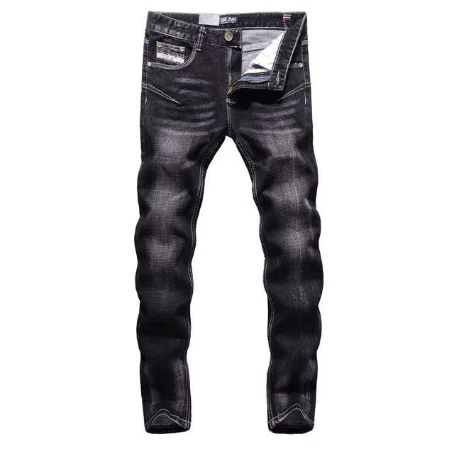 dsel Фирменная Новинка Черный Цвет Эластичные Обтягивающие джинсы для Для мужчин промывают dsel Брендовые мужские джинсы хлопок, 702-C - Цвет: Черный