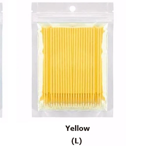 NATUHANA 100 шт Одноразовые микро кисти ресницы человека Расширение Удаление ресниц тампон микро щетка для наращивания ресниц Инструменты - Handle Color: Yellow X 100pcs