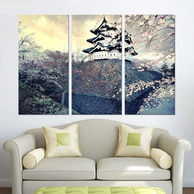 City Sakura Japan Spring Canvas Set Wall Pictures for Bedroom Paintings