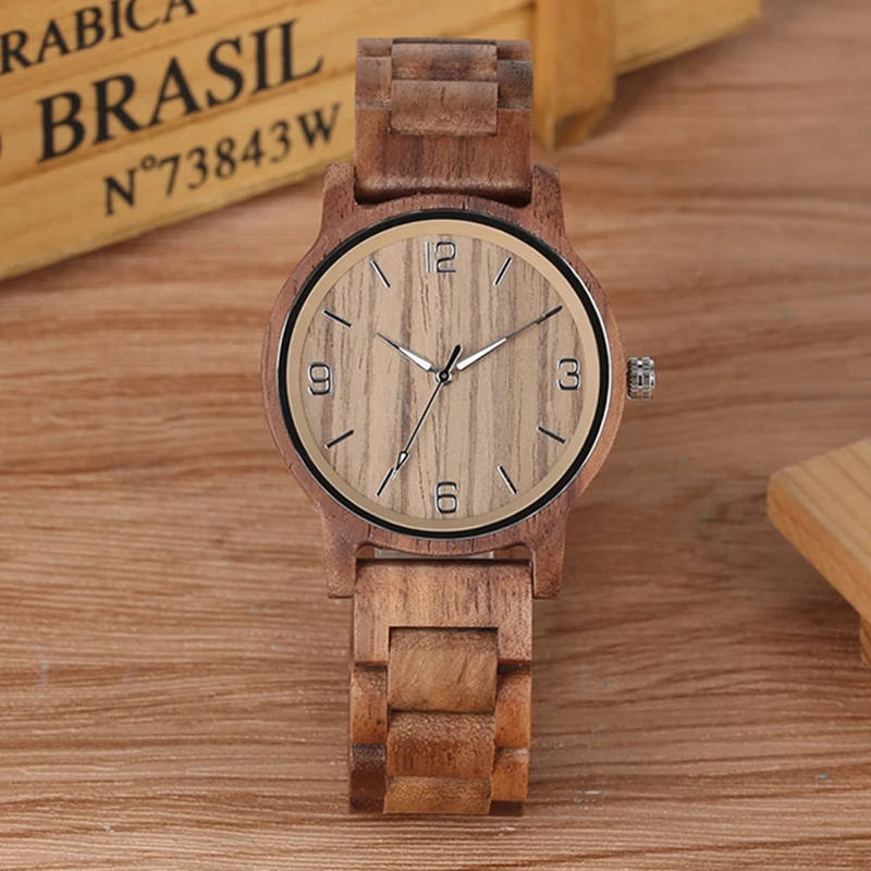 

Handmade Walnut Wood Watch for Men Chic Luminous Pointer Quartz Wooden Wristwatch for Male Wood Strap Bracelet Watches Gift