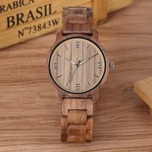Handmade Walnut Wood Watch for Men Chic Luminous Pointer Quartz Wooden Wristwatch for Male Wood Strap Bracelet Watches Gift bobo bird zebra series wood watches simple wooden dial quartz wristwatch for gift