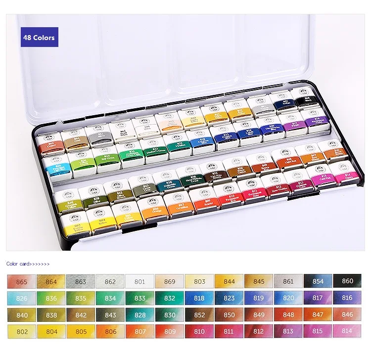 Online MUNGYO Professionale colori ad acquerello MWPH serie 12 24 48 colori pigmento di pan di tipo di ferro di imballaggio di arte disegno vernice