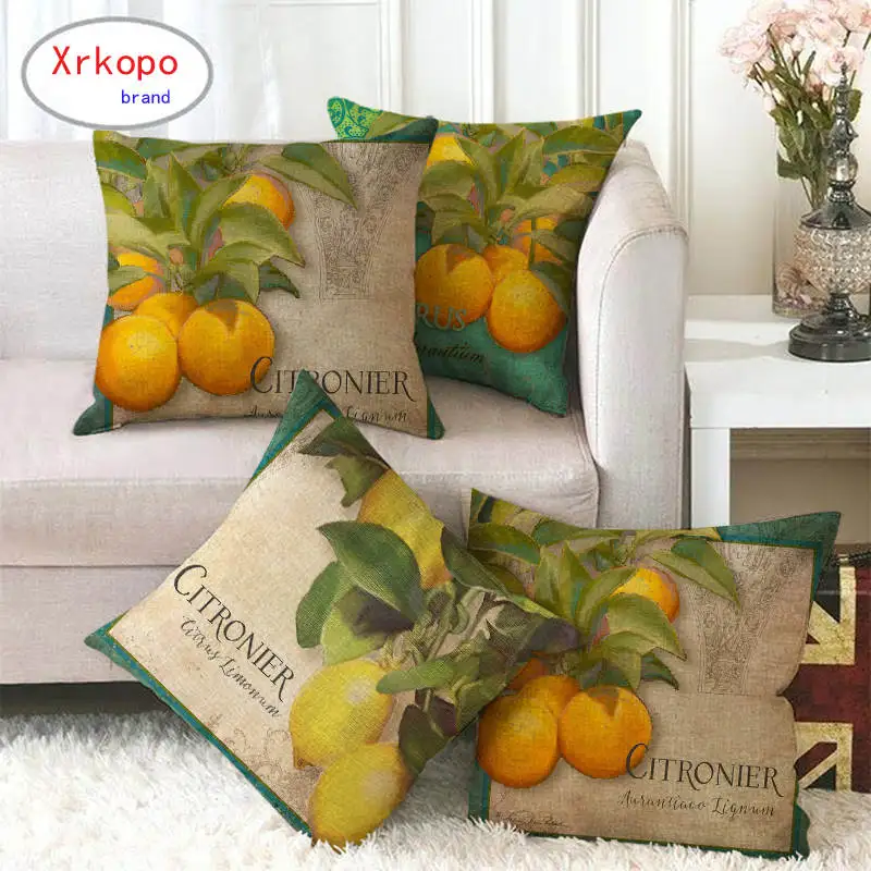 

45cm*45cm Oil paintings of oranges and lemons Design linen/cotton throw pillow covers couch cushion cover home decor pillow