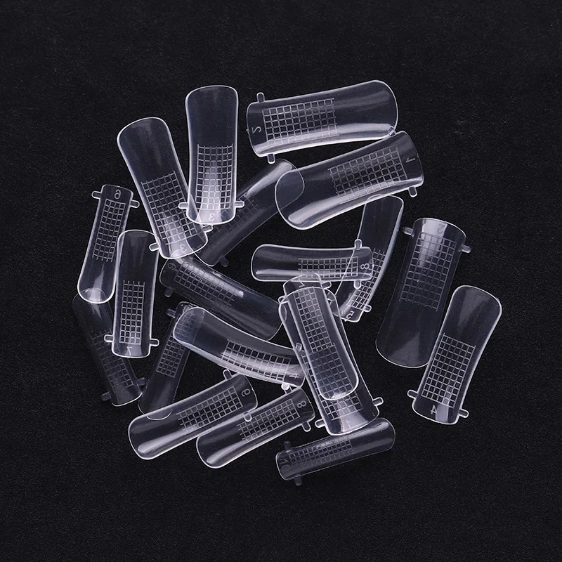 

20pcs Quick Building Fake Nails Mold Tips Nail Dual Forms Finger Extension Transparent Easy Nail Art UV Builder Poly Tool Gel