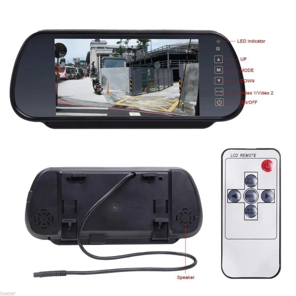 7 дюймов цветной TFT lcd широкоэкранный сенсорный кнопочный автомобильный монитор зеркала заднего вида 7 ''парковочный обратный монитор заднего вида 2CH видео вход