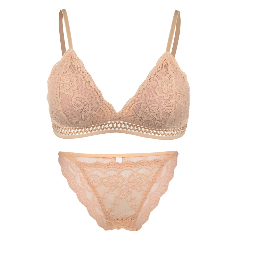Deruilady New Women Sexy Lace bra set Solid Women Underwear girls Push Up Bra Set Sexy Lingerie Bra and Panty Set Bras+Panties