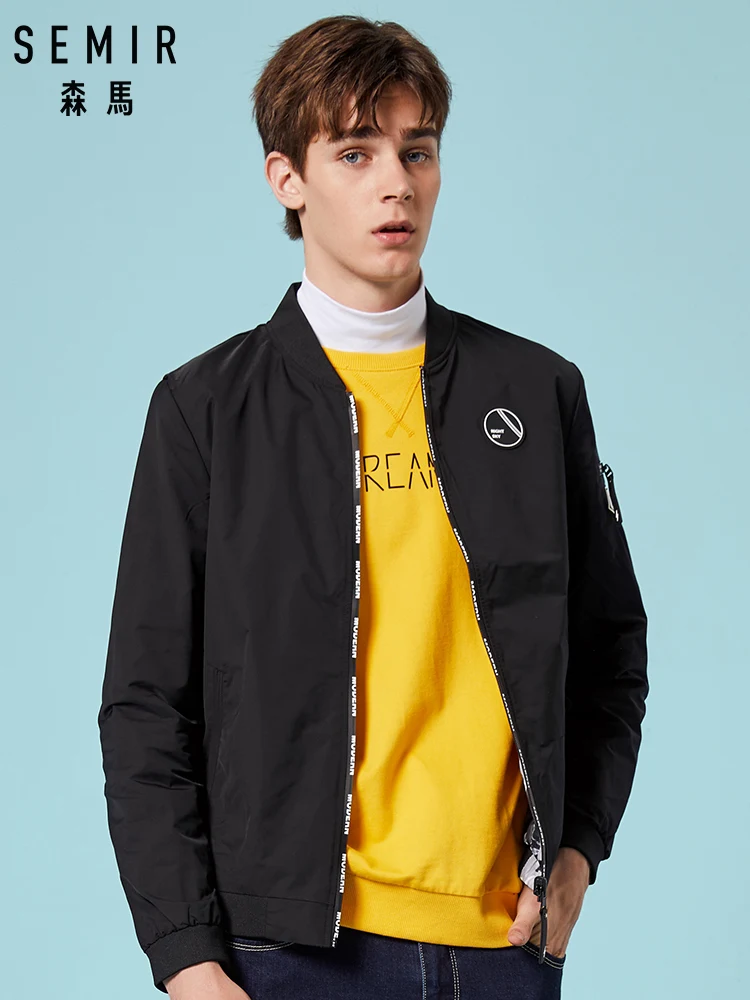 SEMIR мужская двусторонняя куртка со стоячим воротником бейсбольная бомбер на