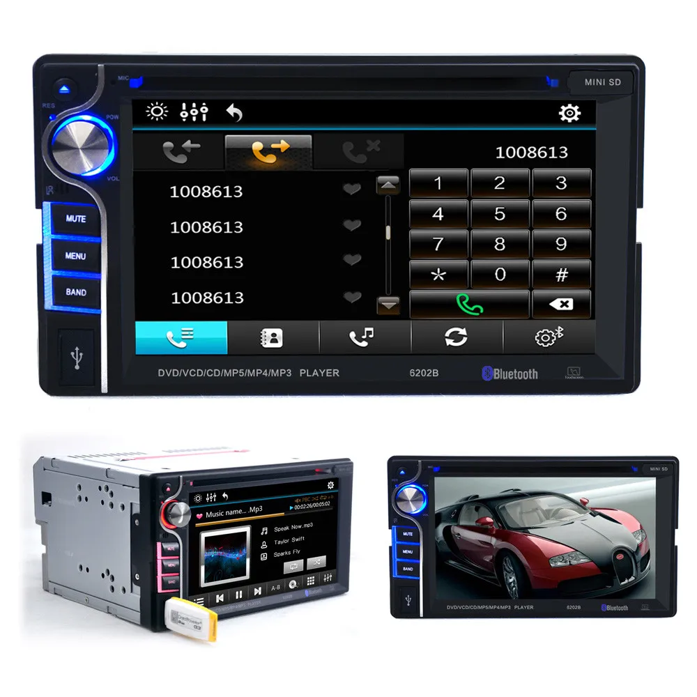 

TOP Quility Bluetooth Double 2 Din 6.2" In Dash Stereo Car DVD CD Player Bluetooth Radio #0706