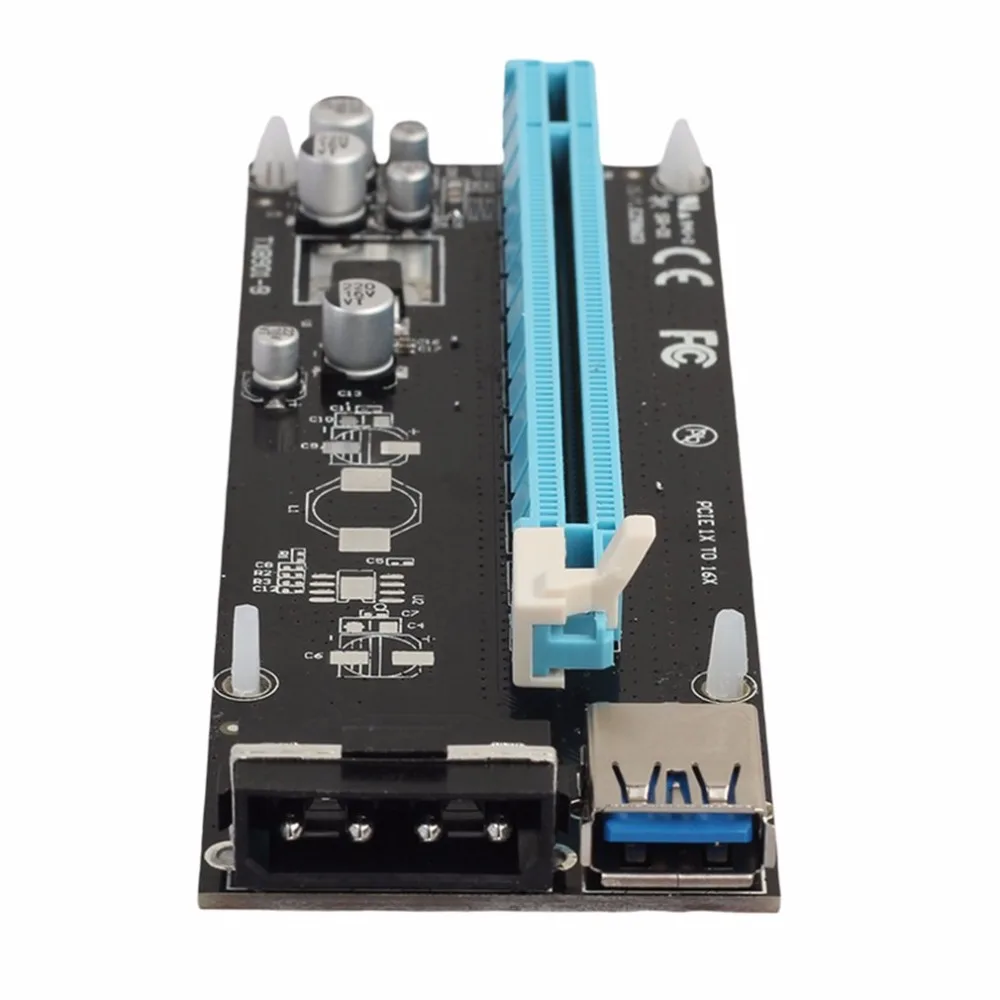 Мини PCI-E Express PCI-E Riser Card 1x до 16x с SATA 4-контактный кабель USB 3,0 для Bitcoin Miner BTC машина