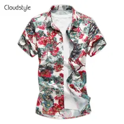 Cloudstyle 2018 модный бренд узор для отдыха рубашки с коротким рукавом мужской национальный ветер повседневные рубашки с принтом Большие