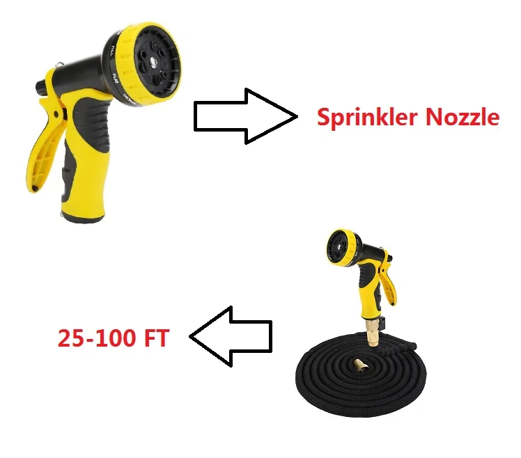 25-100 футов расширяемый садовый шланг гибкий садовый водный шланг катушка автомобильный шланг Труба для полива Соединитель с распылителем - Цвет: Цвет: желтый