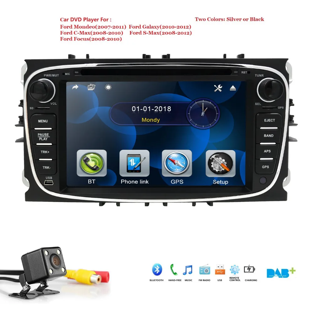 

Hizpo 2Din 7 Inch Car DVD for FORD FOCUS 2 MONDEO S-MAX 2008-2012 With Radio GPS RDS BT 1080P ford car dvd focus mp3/4 Free Maps