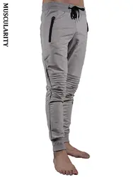 MUSCULARITY 2018 Новый пот брюки для девочек для мужчин повседневное осень карман на молнии Мода шнурок костюм для тренажерного зала дышащие брюки