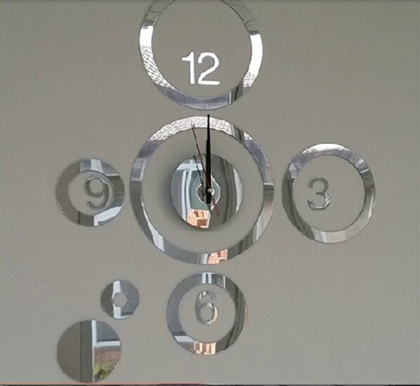 Fashion DIY 3D mirror wall clock sticker Home Modern mirror wall clock