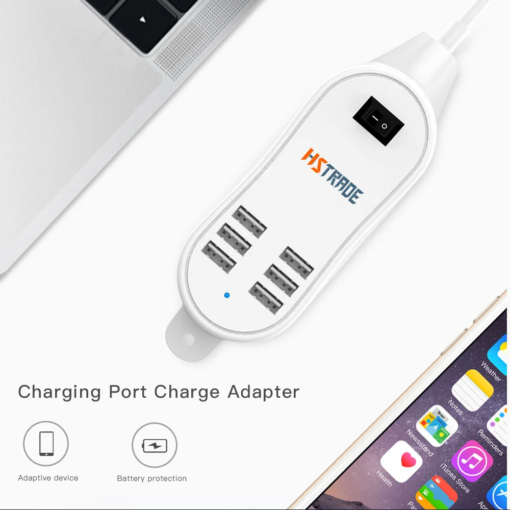 متعددة 6 منافذ USB شاحن محور 25 W 5A سطح المكتب الاتحاد الأوروبي/الولايات المتحدة التوصيل مقبس الحائط الشحن تمديد مقبس الطاقة محول للهاتف اللوحي
