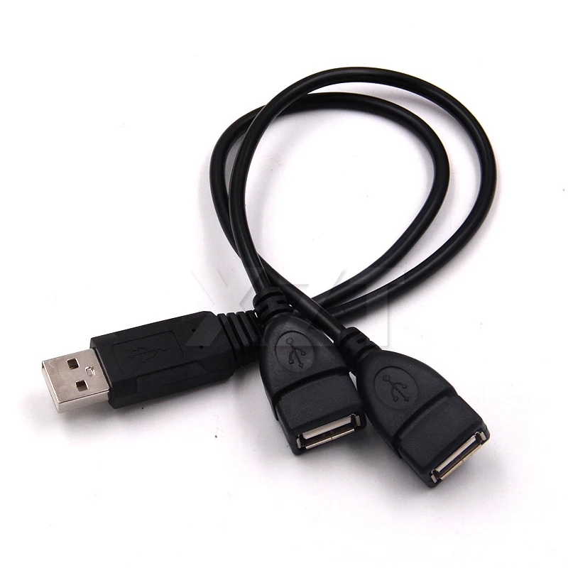 USB 2.0 A 1 male to 2 Dual USB Female Data Hub Power Adapter Y Splitter Charging Power Cable Cord Extension Cable 39CM