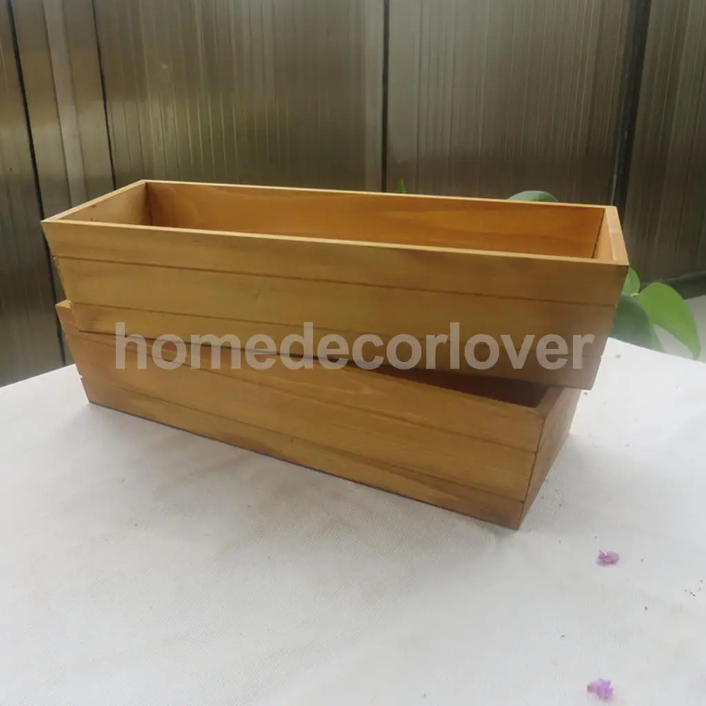 Wooden Succulent Plant Flower Bed Pot Through Box Garden Planter 34cm/35.5cm