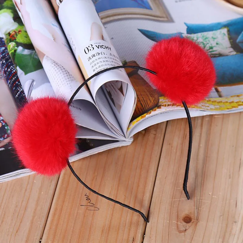 Cute Women's Girls Pom Fur Ball Furry Ears Headband Hair band Head Accessory POP