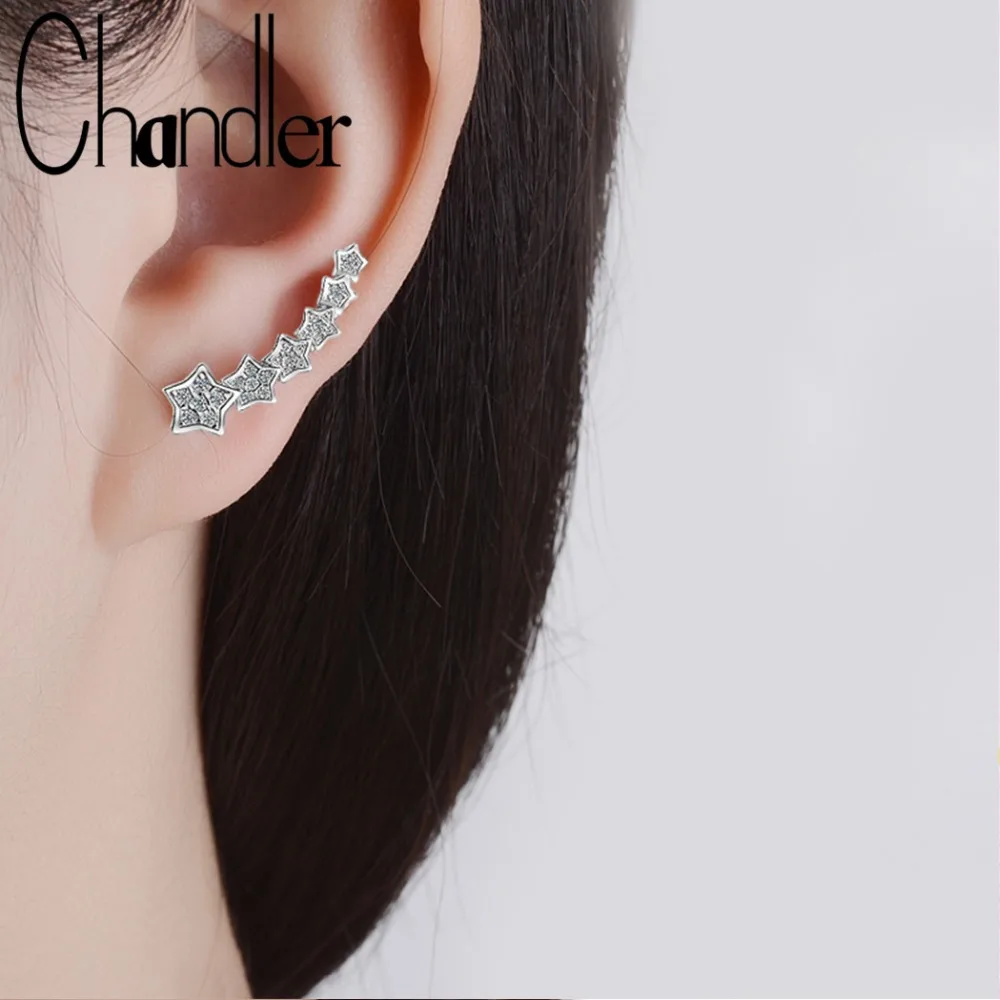 Chandler Boho 1pair Star Climbing Stud Earring Dipper Earrings Crytsal CZ Stone Boucle D