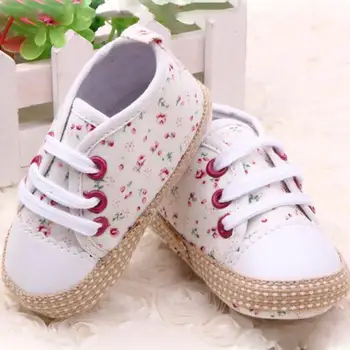 

Retail Wholesales Newborn to 12 Months Toddler Baby Girl Floral Print Soft Sole Shoes Sneakers