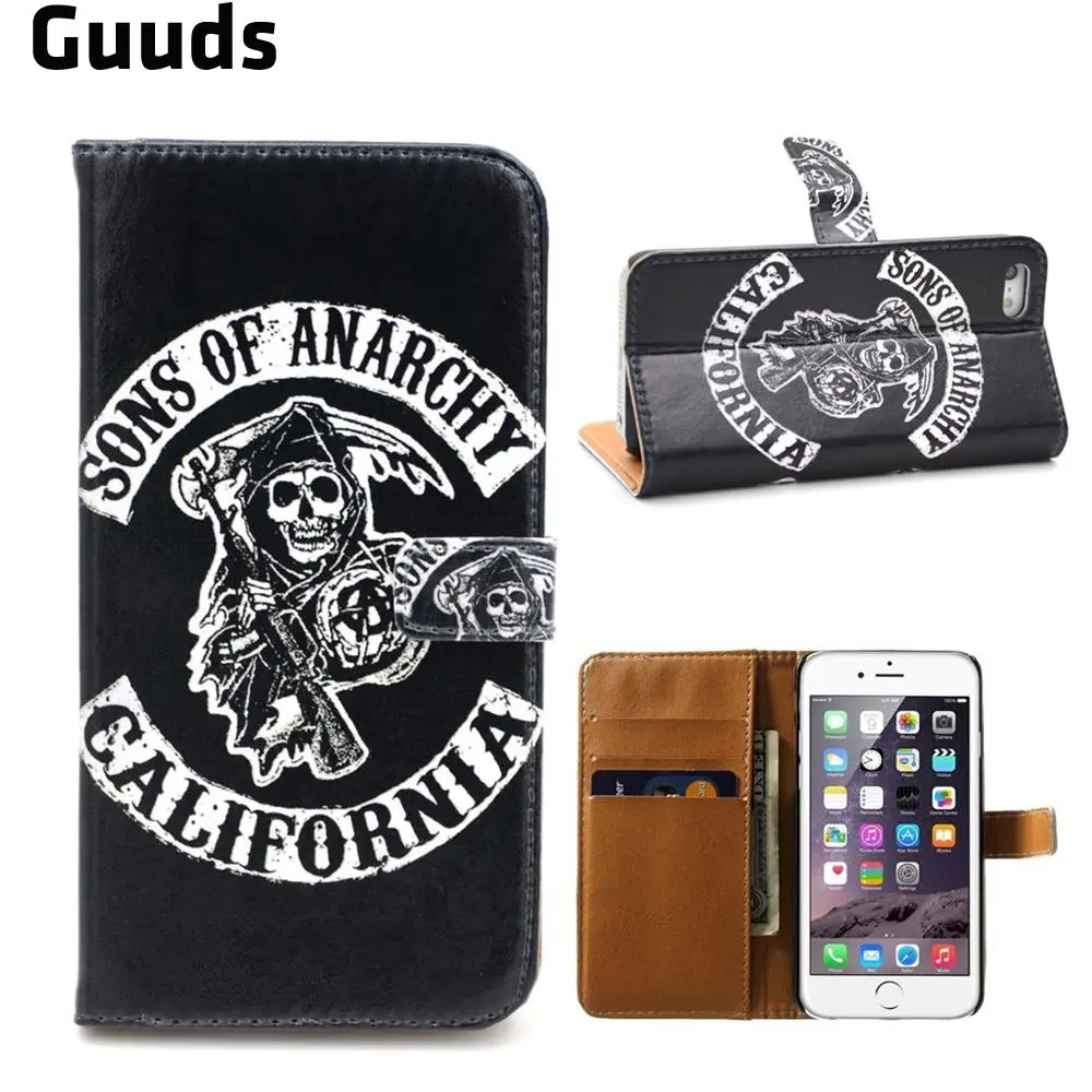 Black Skull Leather Wallet Case for iPhone 5s / for iPhone 5