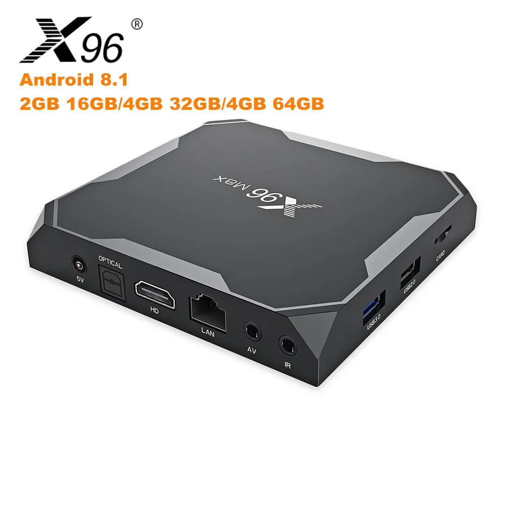 Original X96 MAX Smart TV Box Android 8.1 Set Top 2G16G/4G32G/4G64G Amlogic S905X2 Quad Core Cortex A53 PK Mini Tanix | Электроника