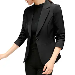 Женский пиджак Для женщин с длинными рукавами костюм работа в офисе Кардиган Кнопка Тонкий Короткое пальто Верхняя одежда Для женщин