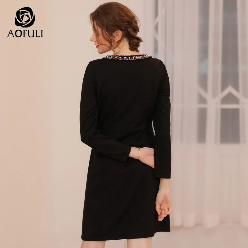 L/XL/3XL/4XL облегающее платье с бантом и длинным рукавом для зимы женские платья