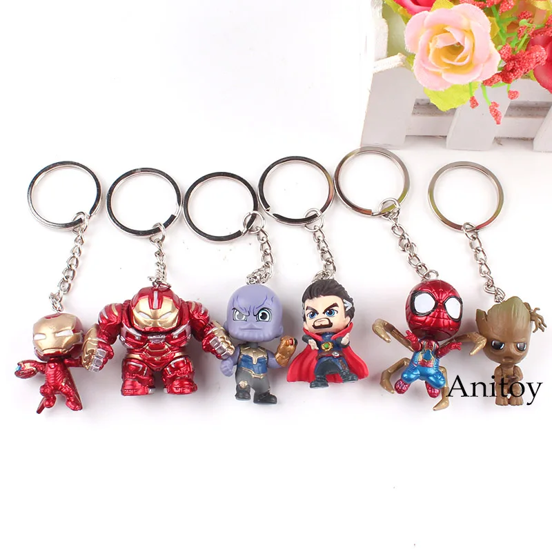 

Infinity War Avengers Keychain Thanos Captain America Tree Man Spiderman Iron Man Hulkbuster Figure Keychain Children Gift Toys