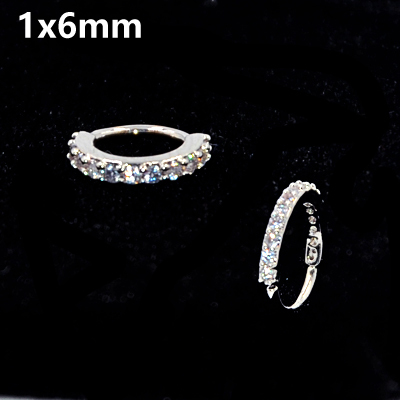 Round Zircon Bendable Gem Ring Bendable Seamless Nose Ring Surgical Steel Crystal Ear Trague Cartilage Earring Piercing 1mm