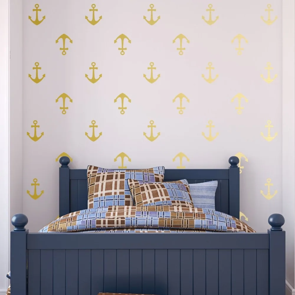 

DIY 80 set Mini Anchors Wall Decal Removable Home Decoration Kids Room Wall Sticker Art Curved Vinyl Sticker For Boys Y-176
