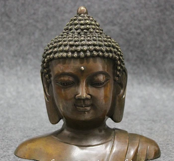 

Tibet Bronze Copper Collect Joss Shakyamuni Sakyamuni Buddha Head Bust Statue 160817