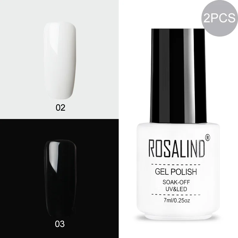 ROSALIND Gel Varnish Set For Manicure Hybrid Nail Art Top Coat Primer - Цвет: RC-2GELS-01
